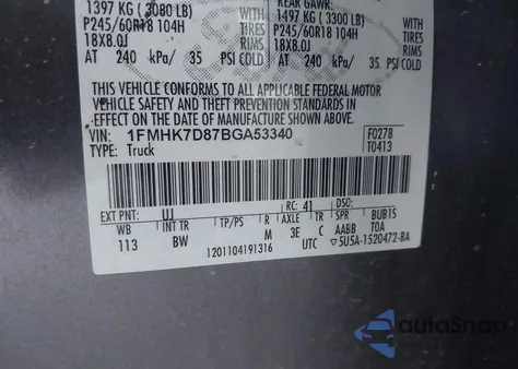 2011 Ford Explorer Xlt z USA, uszkodzony, nr VIN 1FMHK7D87BGA53340